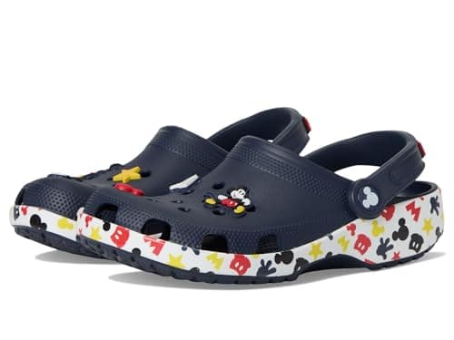 Image of Crocs Unisex-Child Kids' Disney Clog | Mickey Minnie Mouse Shoes, Navy/Mickey Jibbitz, 10 UK Child