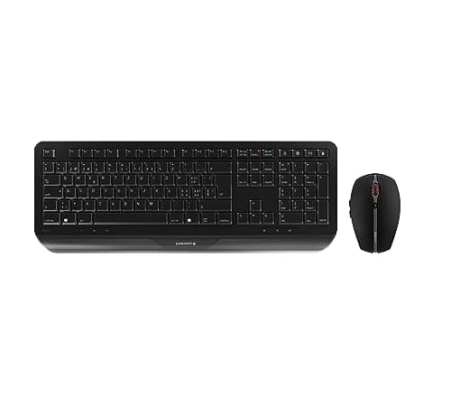 Image of CHERRY GENTIX DESKTOP, Wireless Keyboard & Mouse Set, Swiss Layout (QWERTZ), 2.4 GHz Wireless, Integrated Palm Rest, Symmetrical Design, Black
