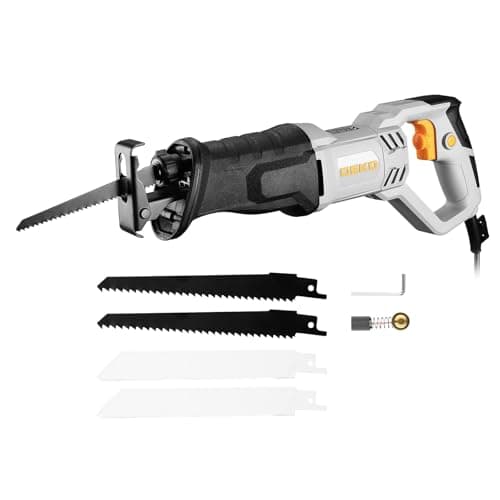 Image of Reciprocating Saw 710W: DEKOPRO Electric Wood Saw with 4 Blades, 2800 SPM Variable Speed, 20mm Stroke Length, Tool-Free Blade Change, for Wood and Metal Cutting