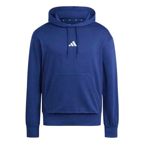 Image of adidas Men's ESSENTIALS FEELCOZY FLEECE HOODIE, dark blue/white, L