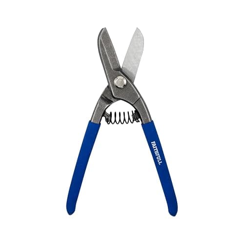 Image of Faithfull Straight Tin Snips 200mm (8in) – Heavy-Duty Carbon Steel Aviation Shears with PVC Grip – Precision Sheet Metal Cutting Scissors for Steel, Copper & Stainless Steel