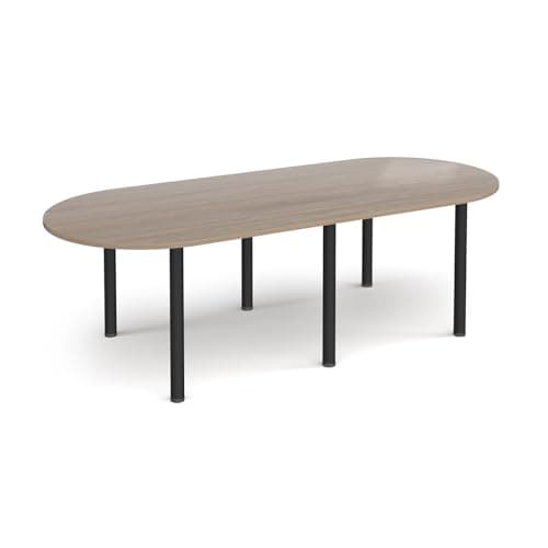 Image of Mr Office Radial end meeting table with 6 radial legs - black legs, Barcelona Walnut