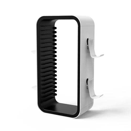 Image of ComfyHarbor Game Storage Tower for PS5/PS4/Xbox/Switch, Holds 18 Discs, ABS Material, 35x11x7 cm Compact Space-Saving Organizer Rack, Sturdy Construction for Gaming Room(White and Black)