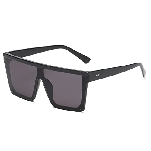Image of YAMEIZE Vintage Oversized Sunglasses for Women UV400 Protection Trendy Square Eyewear Outdoor (Black)