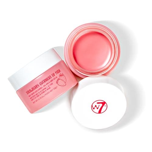 Image of W7 Super Sweet Dreams Overnight Strawberry Lip Mask - Vitamin E, Aloe Vera and Grape Seed Oil - For Hydrated, Full Looking & Irresistible Lips - 20ml