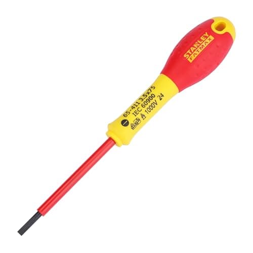 Image of Stanley 0-65-411 Fat Max Screwdriver Insulated Slotted 3.5X75Mm-Red And Yellow, Red/Yellow