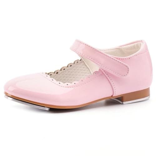 Image of Asyusyu Tap Shoes for Girls Kids Tap Dance Shoes PU Patent-Pink,7 UK