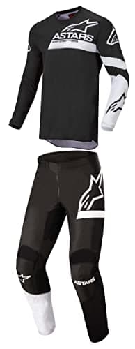 Image of Alpinestars Youth Racer Pant and Jersey Combo (Black/White, 26/YXL)
