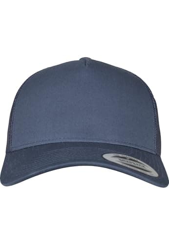 Image of FLEXFIT Trucker Cap, Classic Trucker Hat, Baseball Trucker Cap with 5-Panel and Mesh Back, Adjustable Baseball Hat with Plastic Closure, Headwear, Unisex, Colour: Navy, Size: One Size