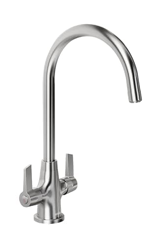 Image of Bristan Echo Kitchen Tap - Swivel spout, Two Lever EasyFit Brushed Nickel Kitchen Sink tap, EC SNK EF BN