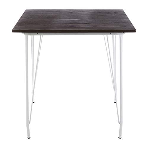 Image of Premier Housewares Side Table, Coffee Tables for Dining & Living Room, Metal & Wood, w80 x d80 x h76cm - White