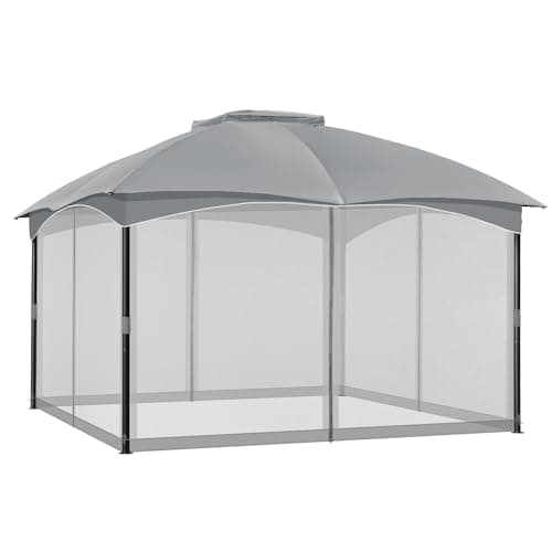 Image of COWVIE Gazebo Replacement Netting Screen, 3 m x 4 m Universal Gazebo 4-Panel Mosquito Sidewalls with Double Zippers for Outdoor Patio (Only Netting)