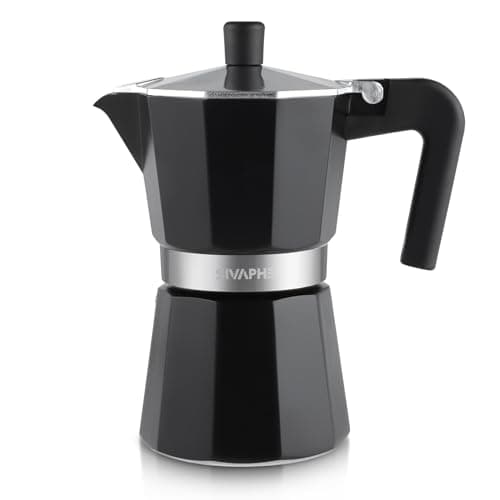 Image of Sivaphe Stovetop Coffee Maker 300ml/6 Cups, Aluminium Moka Pot Italian Espresso Maker with Heat-Resistant Handle, Black