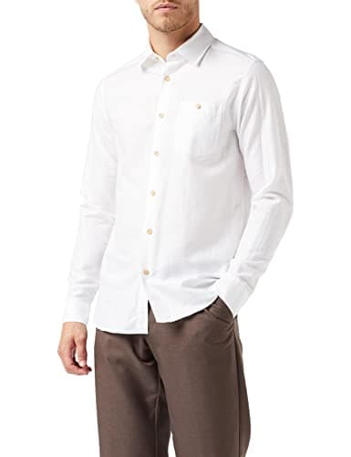 Image of Ted Baker Men's MMA-SAUSS-LS Linen Shirt Button, White, 6 (UK 2XL)