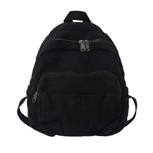 Image of QIKEGooods Jeans Backpack Womens Multifunctional Children's School Backpack Jean Rucksack For Teenagers Lightweight Casual Canvas Backpack (484 Black)