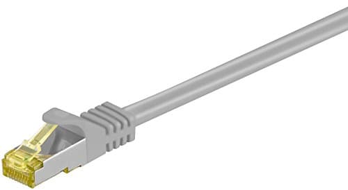 Image of Goobay 92635 RJ45 Patch Cable with CAT 7 Raw Cable, Double Shielded, S-FTP up to 600 Mhz, Halogen-Free, Copper Cable Plug, Gold-Plated Contacts, 0.25 m, Grey