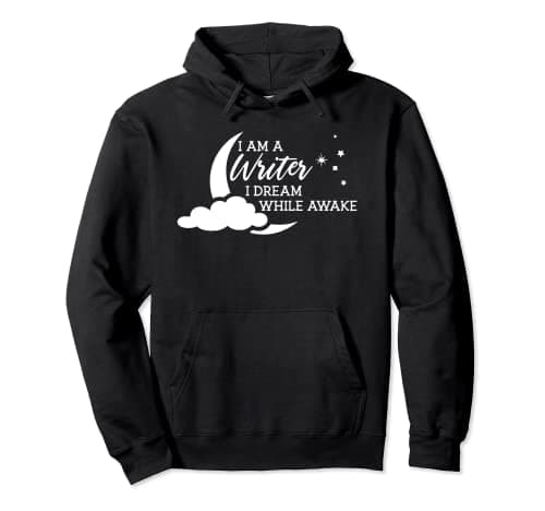 Image of I Am A Writer I Dream While Awake Crescent Moon Pullover Hoodie