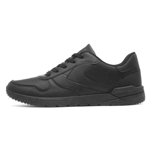 Image of Podium Mens Black Mesh Lace Up Trainers - Size 8 UK - Black