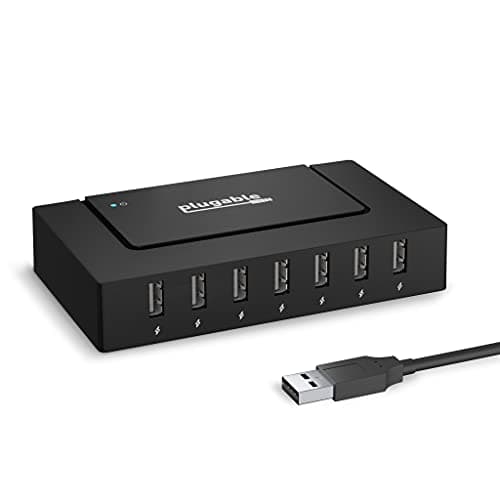 Image of 7 Port USB Hub - Plugable USB Hub for Multiple Devices and USB 2.0 Data Transfer with a 60W Power Adapter