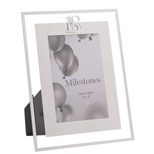 Image of Widdop Milestones Mirror Border Photo Frame Age 18 - Photo Frame For Birthdays - Aperture 6" x 4" - Stylish Design Gift For Birthday Picture Frame