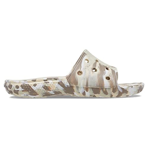 Image of Crocs Unisex Adult Classic Graphic Slides, Bone/Multi, 7 UK Men / 8 UK Women