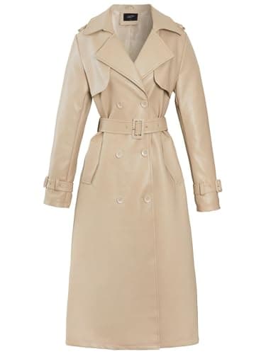 Image of SS7 Womens Faux Leather Maxi Trench Coat PU