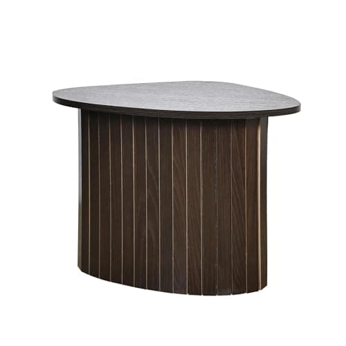 Image of OHS Side Table Living Room, Small Coffee Table with Madison Ribbed Wood Frame Decorative Nightstand End Tables Bedside Tables for Bedroom Home Office, Dark Brown Wood
