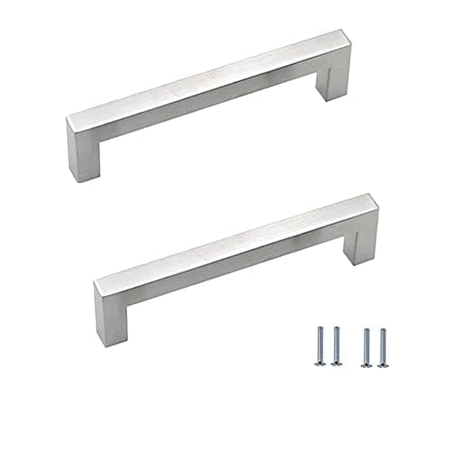 Image of ANSIEDIO 2 Pack Cabinet Handles Stainless Steel Cupboard Handles Silver Kitchen Door Handles Furniture Drawer Knobs (Hole Center 128mm)