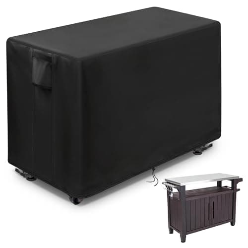 Image of Onlyme Prep Table Cover for Keter Unity XL, 52in Waterproof Outdoor Grill Table Cover with Handles and Vent , 420D Oxford Dustproof Protective for Barbecue Bar Cart, 132x56x92cm