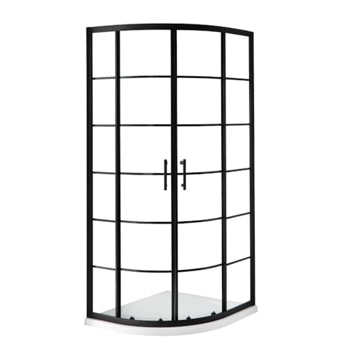 Image of Milano Barq Black Grid Quadrant Shower Enclosure White Tray - 900mm x 900mm