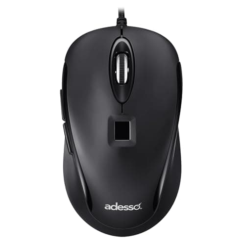Image of Adesso iMouse F1 Wired USB Mouse with Fingerprint Reader 1200 DPI AES 256 Encryption Biometric Security Windows Hello Compatible TAA Compliant Made in Taiwan