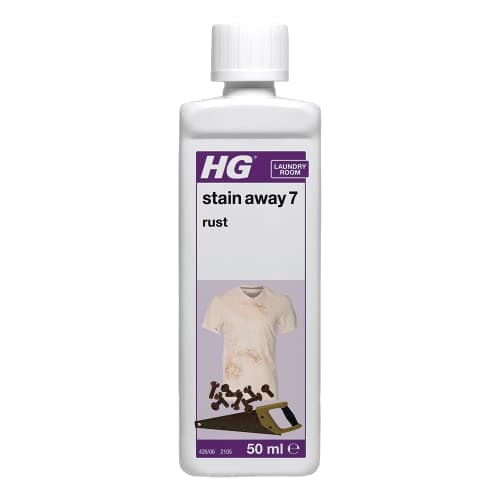 Image of HG Stain Away 7 Rust, Stain Remover for Stubborn Rusty Marks, Erases Stains from Clothes, Tiles, Flagstone, Concrete & Natural Stone Surfaces, Textile Safe – 50ml (426005106)