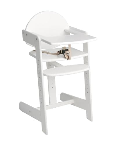 Image of Safetots Grow with Me Wooden High Chair, White, Highchair for Baby and Toddler, converts to a Childs Chair, Stylish and Practical