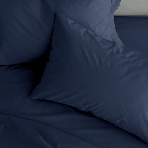 Image of Catherine Lansfield Easy Iron Percale Standard Pillowcase Pair Navy Blue