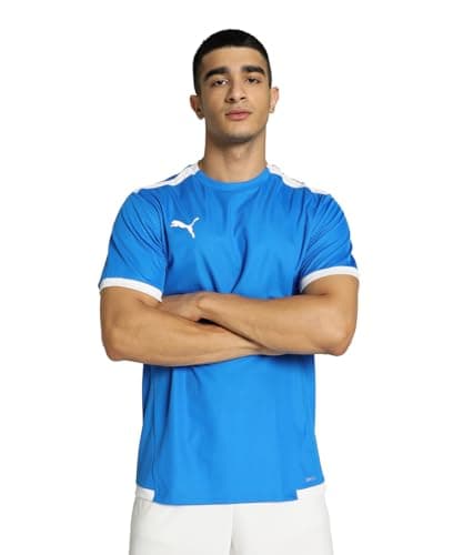 Image of PUMA Mens Teamliga Jersey Shirt, Electric Blue Lemonade/White, M EU