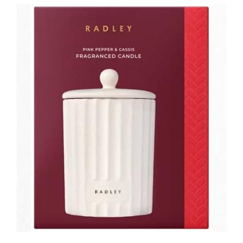 Image of Radley Pink Pepper & Cassis Candle 220g | Scented Home Fragrance with Patchouli & Cedarwood | Ceramic Jar | Ideal Christmas