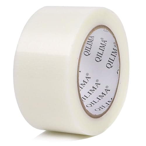 Image of QILIMA Strong Adhesive Cloth Clear Duct Tape Heavy Duty, Water Resistant Gaffer Tape,Single Sided Duct Tape for Stage Carpet Floor Repairing,Indoor/Outdoor, 50mm X 25.1m