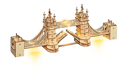 Image of Rolife Model Kits Tower Bridge - 3D Puzzle London Bridge Wooden Puzzles for Adults and Teens, Construction Kits Toy Building Sets Home Desk Decoration Gifts