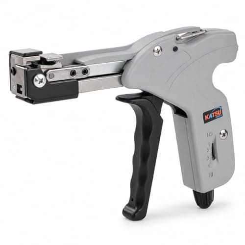 Image of KATSU Tools Stainless Steel Cable Tie Gun, Professional Metal Zip Tie Tensioning and Cutting Tool for Quick Fastening and Automatic Cutting of Cable Ties 417521