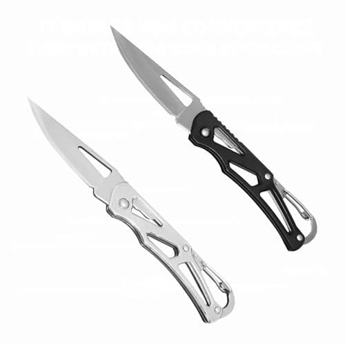Image of XUDIY 2 Pcs Pocket Knife, 2.36" Survival Stainless Steel Folding Knives UK Legal Grey Finish, Stylish High Performance, Non Locking EDC Blade, Portable for Camping Hiking Backpacking