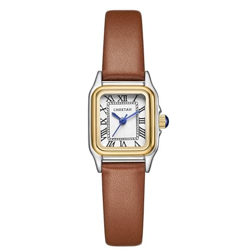 Image of CHEETAH Small Ladies Watches for Women Analogue Quartz Womens Watch with Vintage Bracelet, Rectangular Case Roman Dial Digital Waterproof Leather Strap Wrist Watch for Women Girls