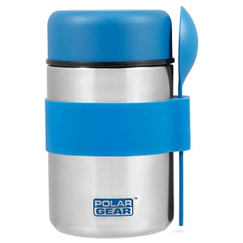 Image of Polar Gear Insulated Food Flasks For Hot Food – Triple Layer Stainless Steel Hot Food Flask With Spoon – Keep Meals & Drinks Hot for 6 Hours & Cold for 6 Hours – Soup Flask For Work, School - Blue