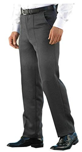 Image of Men's Heavy Cavalry Twill Trousers with Expandable Self-Adjusting Waistband in Grey, Size 36 31