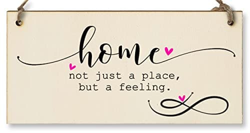 Image of The Plum Penguin Handmade Wooden Hanging Wall Plaque Home is Not Just a Place But a Feeling Decorative Sentimental Sign Family