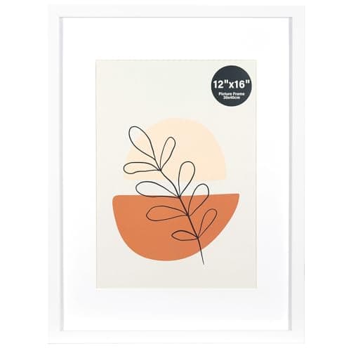 Image of KAIWIN Picture Frame White 12x16 / 30x40cm - 21x30 cm (A4) with Mat, Photo frame with acrylic glass for hanging, For photos, posters, puzzles| Poster frame