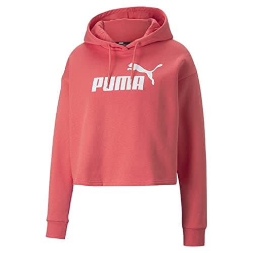 Image of PUMA Women's Essentials Cropped Logo Fleece Hoodie Hooded Sweatshirt, Salmon, S