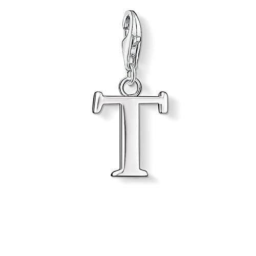 Image of Thomas Sabo Women Charm Pendant Letter T Charm Club 925 Sterling Silver 0194-001-12