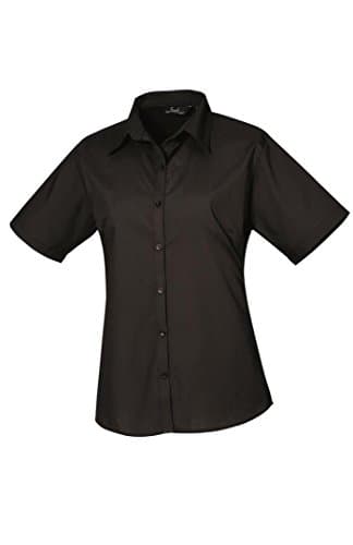 Image of Premier Ladies Short Sleeve Poplin Blouse Black 14
