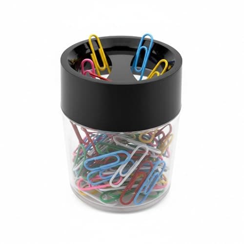 Image of D.RECT Round Magnetic Paperclip Dispenser – Circular Clip Box with 100 Colourful Paperclips – Compact Stationery for Home, Office, or School