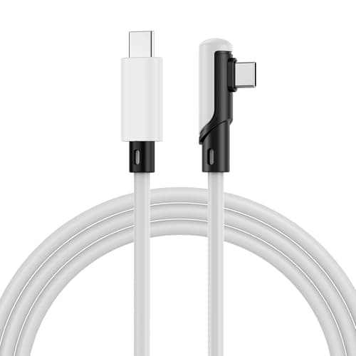 Image of MMOBIEL VR Link Cable USB-C to USB-C, 9.8 ft (3m) White PVC, 90° Type-C Connector – 5Gbps Data Transfer & 60W Charging – Compatible with Meta Quest 3S/3/2/Pro, Pico 4 Ultra/4, PC & SteamVR